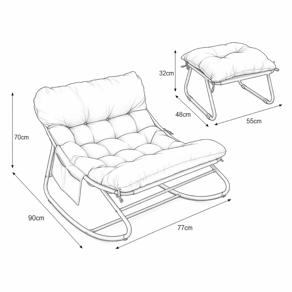 harbour outdoor rocking chair waterproof cushion dimensions