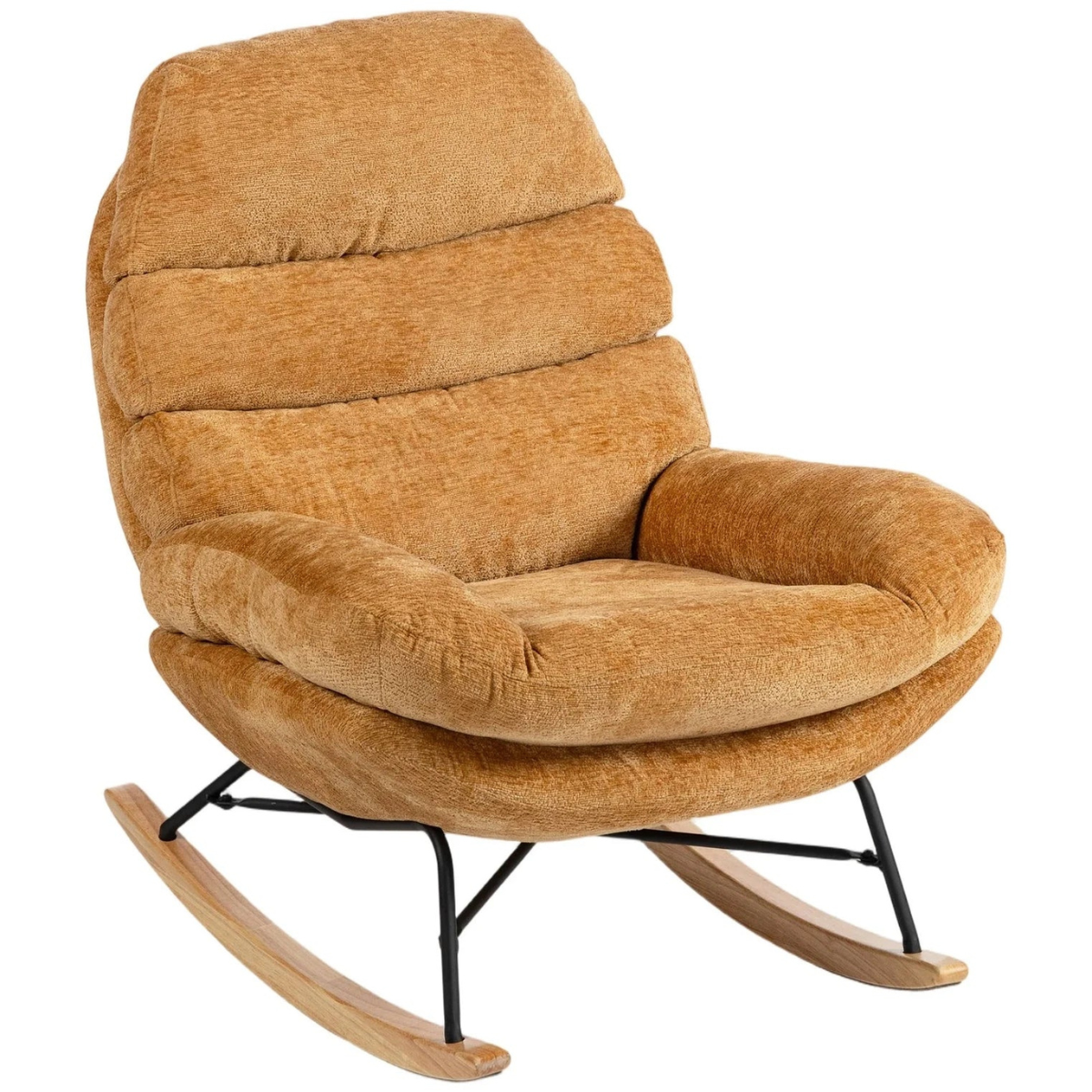 Brown textured rocking chair on a white background