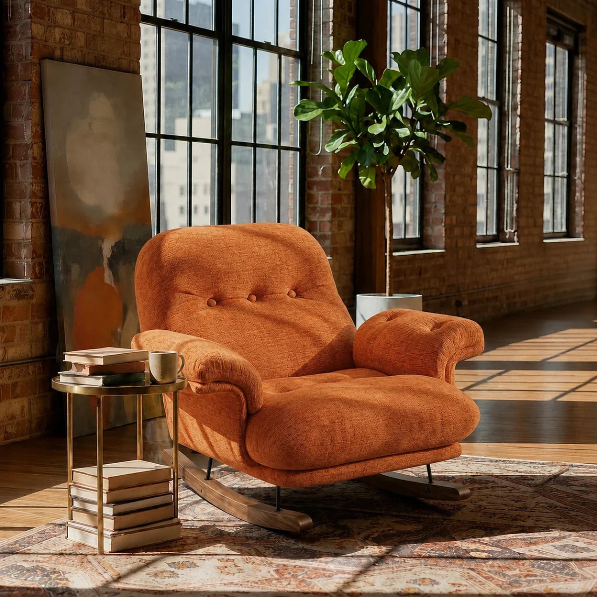 Bramble - XXL Chenille Cocoon Rocking Chair, Reclining