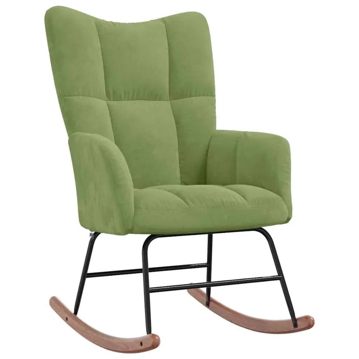 Green rocking chair with a white background