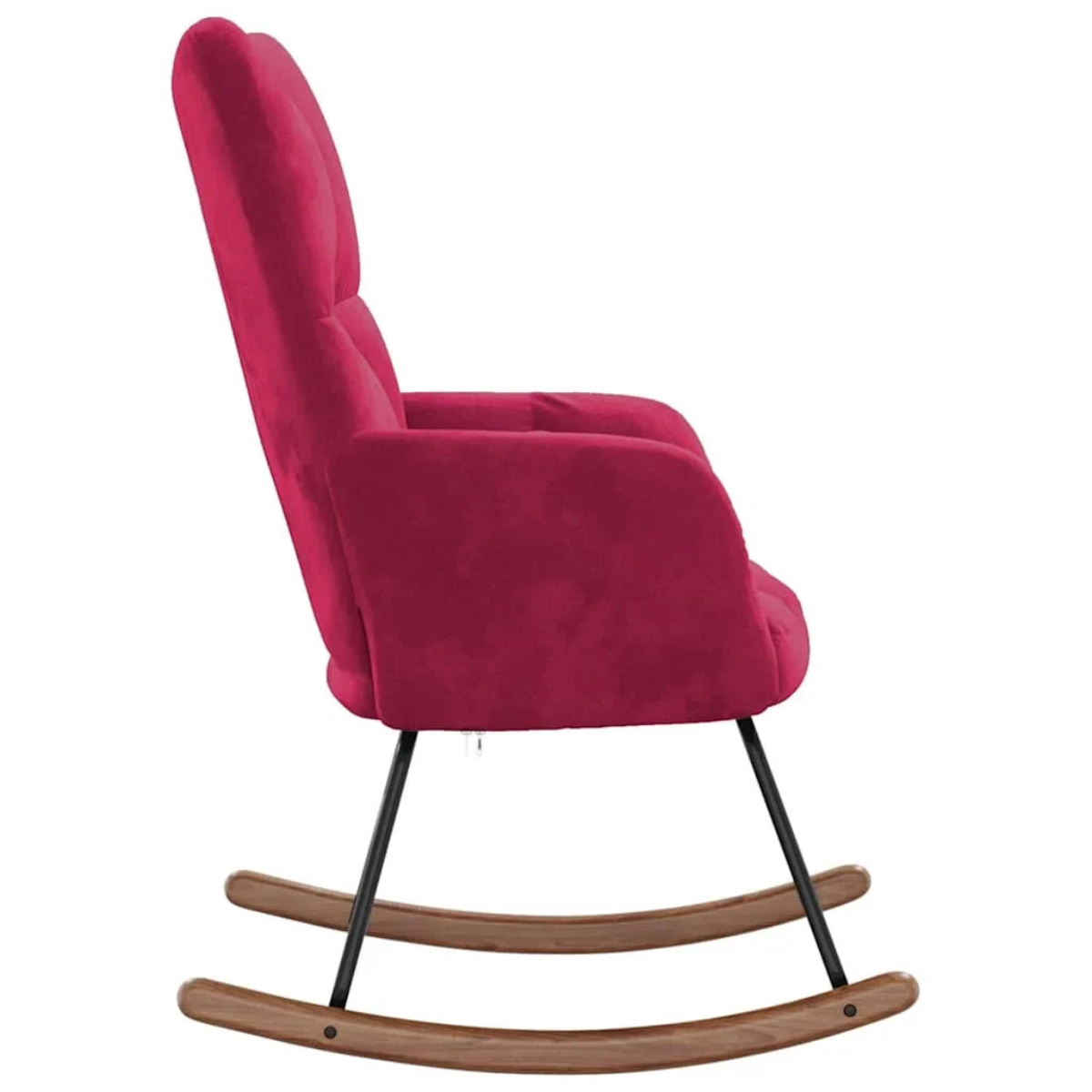 Pink rocking chair with wooden base on a white background