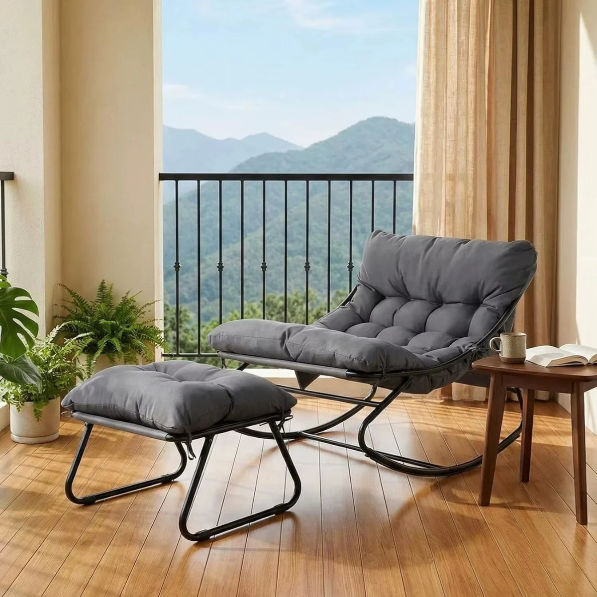 harbour outdoor rocking chair waterproof cushion lifestyle mountain view