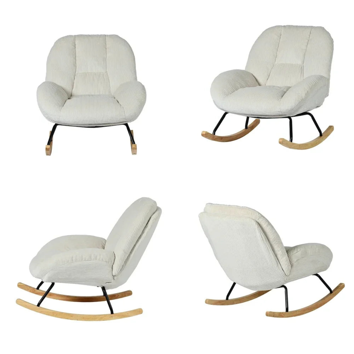 linden scandi ribbed velvet nursing chair angles collage
