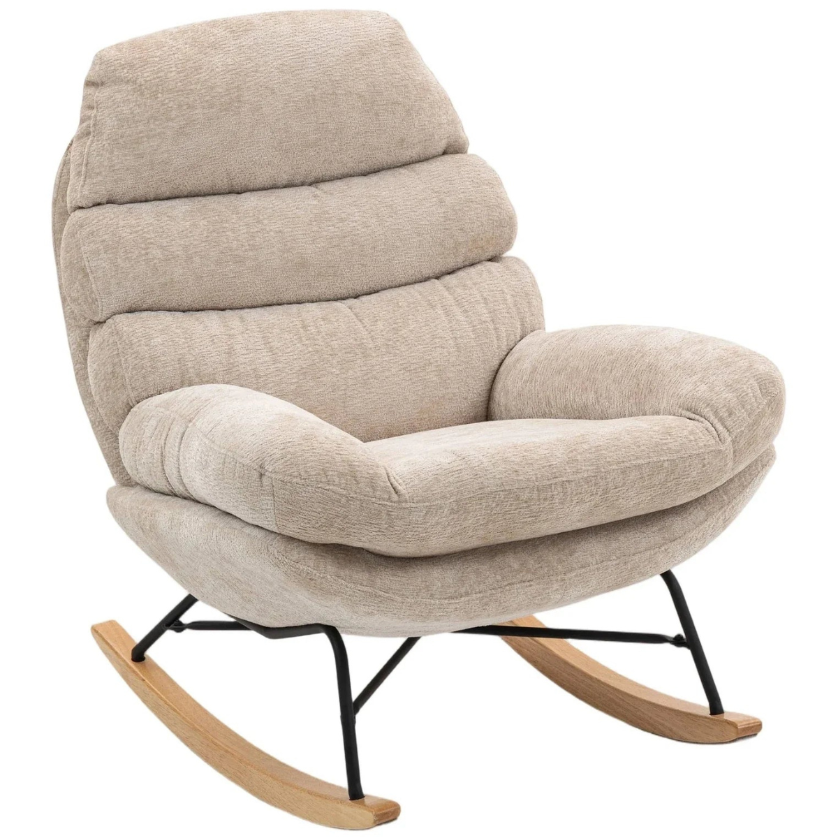 Beige rocking chair with a white background
